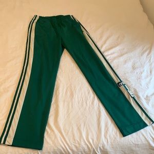 Adidas- Green Snap Wide Leg Track Pants- Unisex